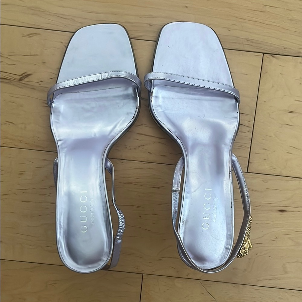 Gucci Lavender Sandals Luxe Metallic Slides